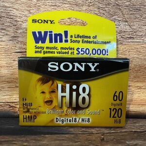 New Sealed Sony Hi8 120 Minute Metal Particle Video Cassette P6-120HMPL